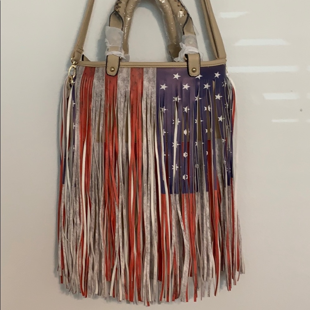 NWT! American Flag Fringe Purse!
